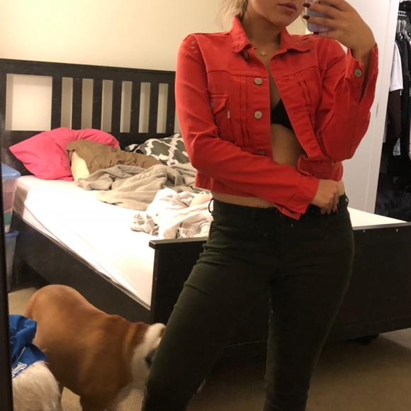 Levi's Jackets & Blazers - Women's Levis Crop Red Denim Jacket
